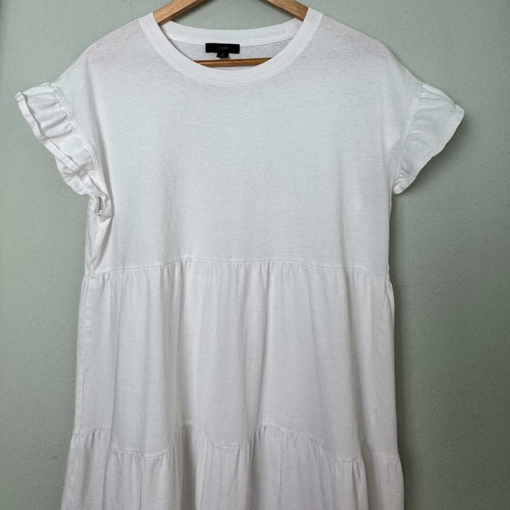 J. CREW Broken-in jersey tiered mini‎ dress in white size medium - Picture 8 of 15